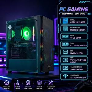 PC Gia Hà Gaming Intel Core i5-12400F / RAM 16GB DDR4 / SSD 512GB NVMe / NVIDIA GTX 1660 Super 6GB - Chiến Game Esport & Thiết Kế Đồ Họa Mượt Mà