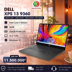 Laptop Dell XPS 13 9360 (Core i7-8550U | RAM 16GB | SSD 256GB NVMe | 13.3 inch FHD) - Siêu Phẩm Doanh Nhân Mỏng Nhẹ